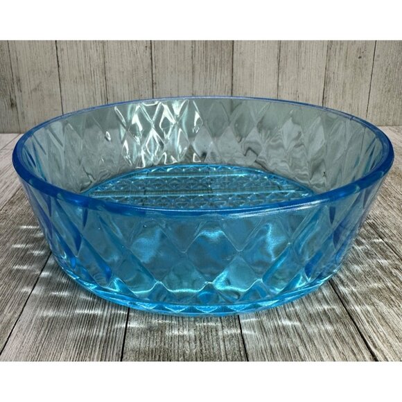 Vtg EAPG Bryce Brothers Style Bowl Diamond Quilted Pattern Sky Blue Glass 8" DIA - Picture 1 of 6